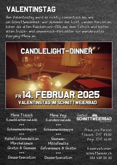 Valentinstag Candlelight-Dinner